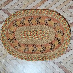Set of 5 Hand Stenciled Oval Braided Jute Placemats w/ Kokopelli Design